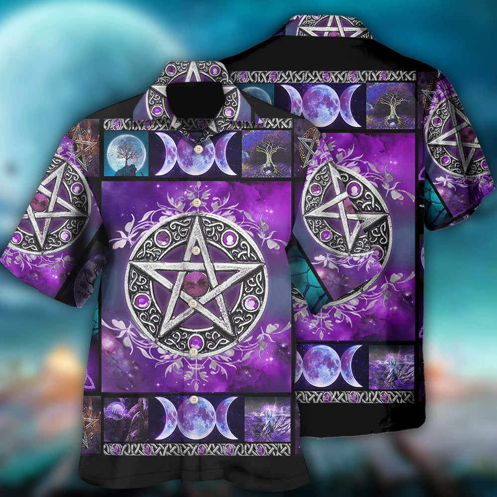 Wicca Witch Vibes Purple Pentagram – Hawaiian Shirt