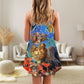 Diving Cat Under Sea – Women's Summer Sleeveless V-Neck Camisole Dress