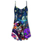 Hippie Galaxy Peace Life – Women's Summer Sleeveless V-Neck Camisole Dress