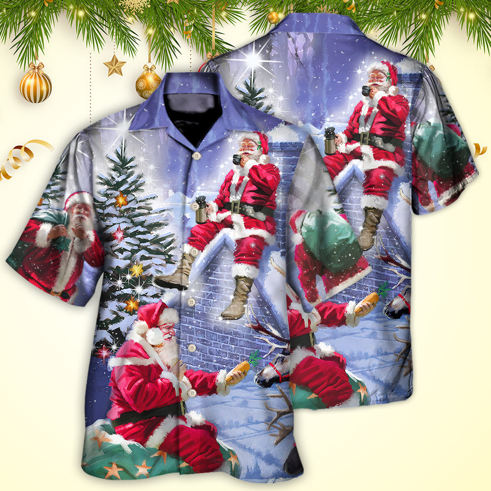 Christmas Santa Night Holiday Magic Art – Hawaiian Shirt
