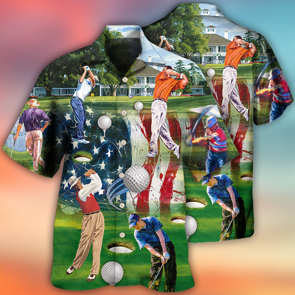 Patriotic Golf American Flag - Hawaiian Shirt