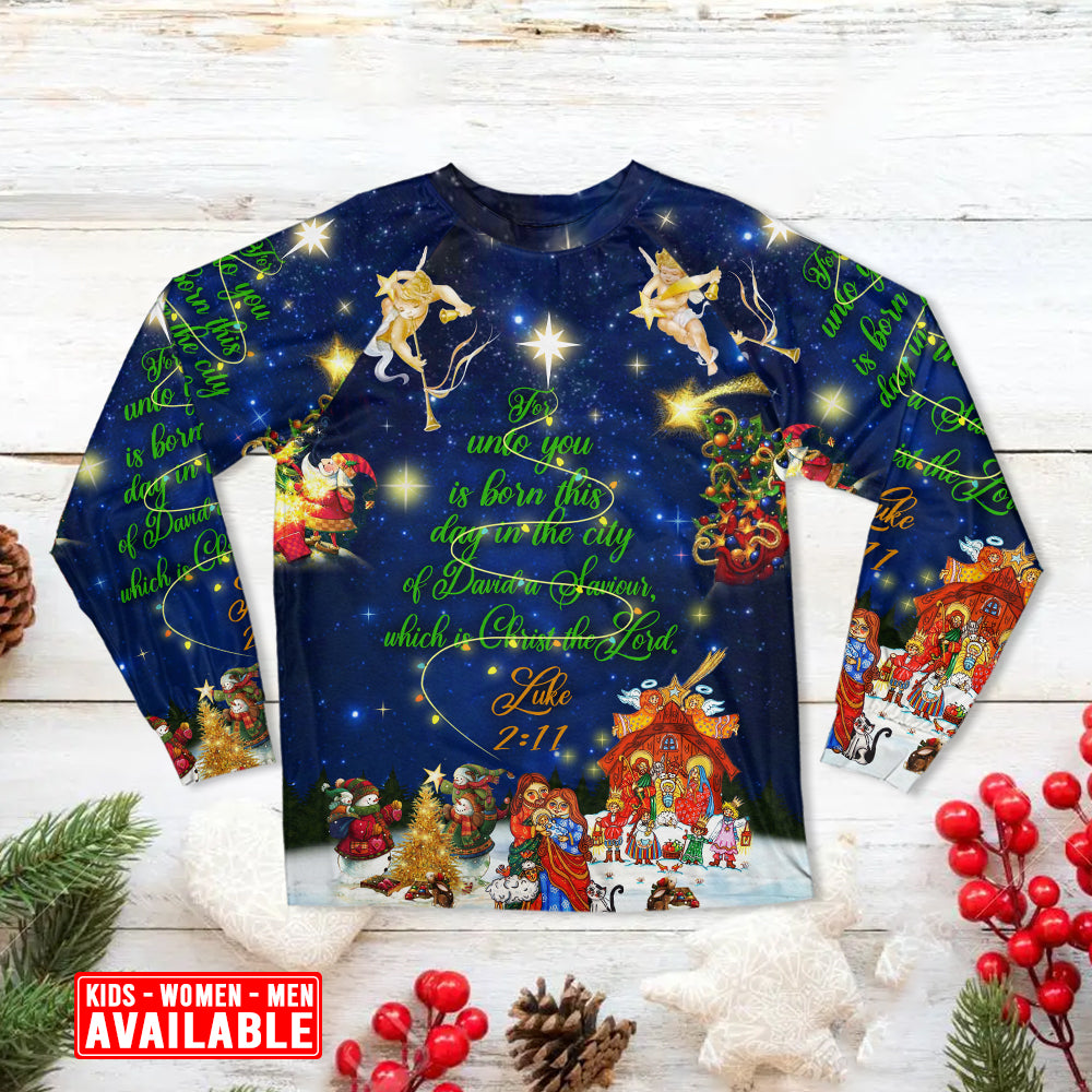 Christmas Christ The Lord Xmas - Pajamas Long Sleeve - Owls Matrix LTD