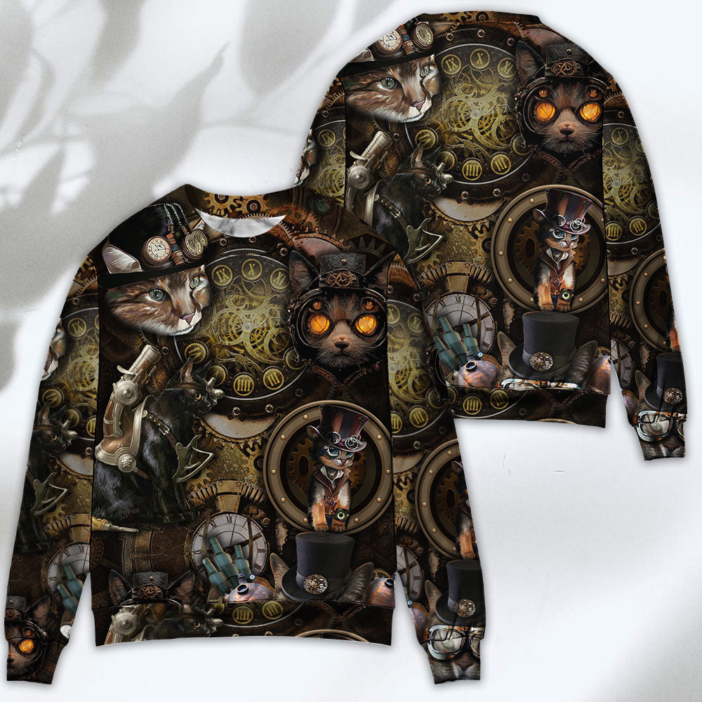 Steampunk Cat Art Magic Theme – Sweater - Ugly Christmas Sweater
