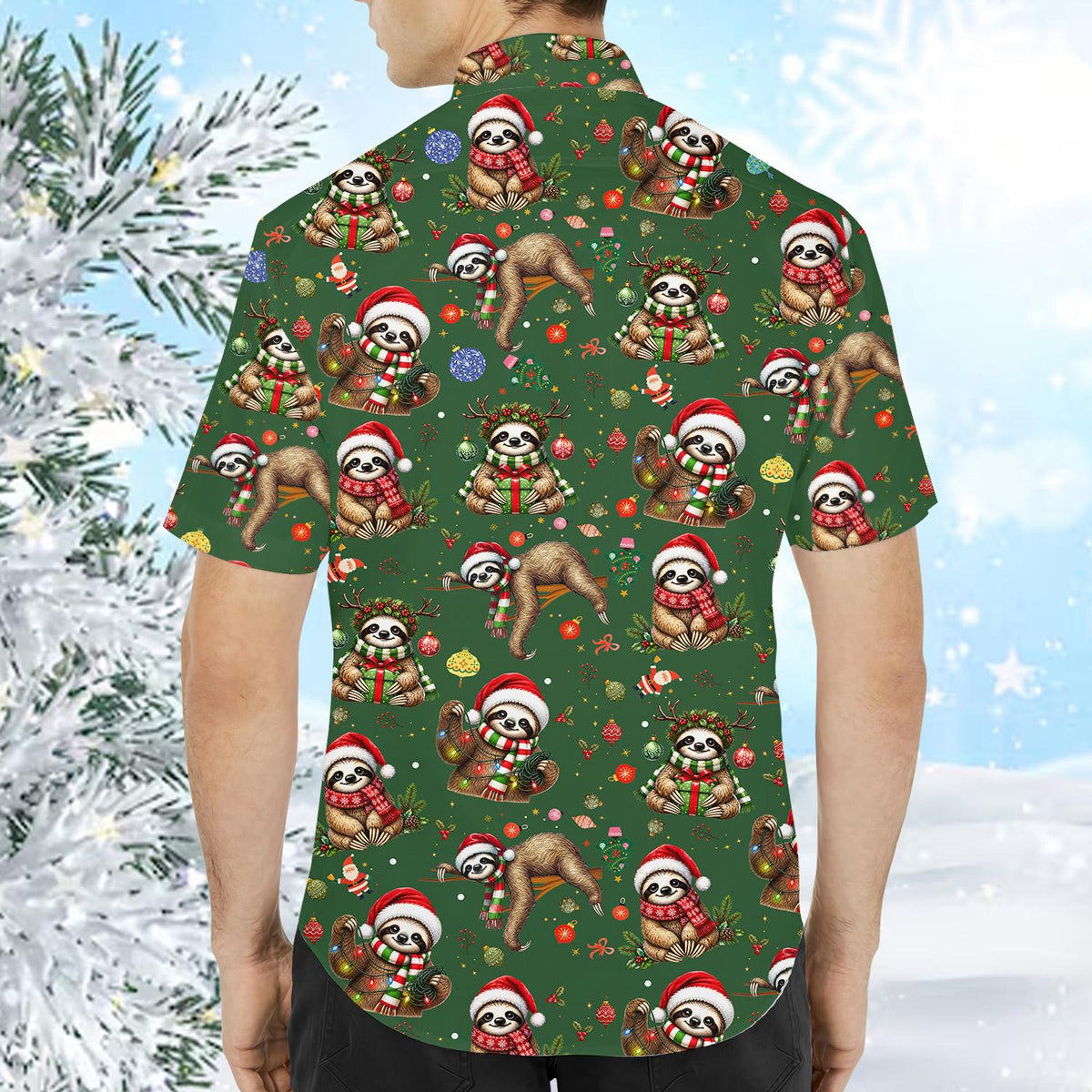 Christmas Santa Sloth Cute Holiday – Hawaiian Shirt