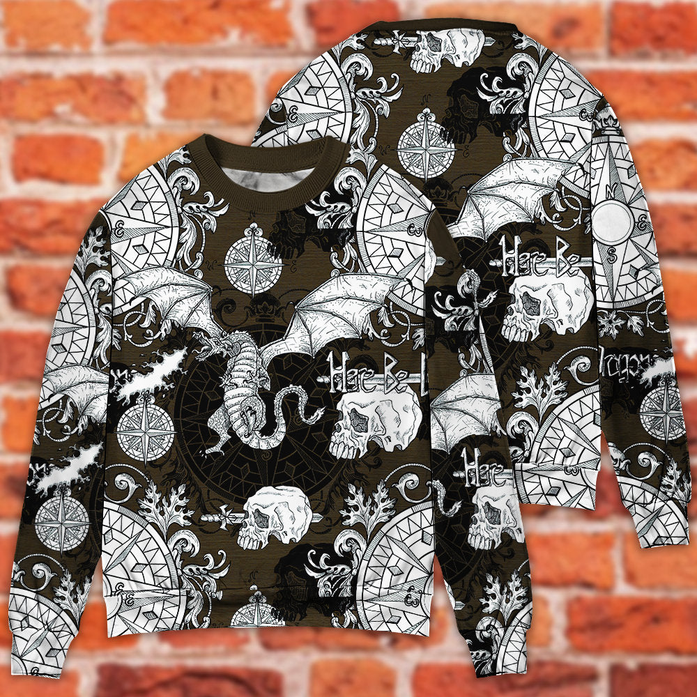 Flying Dragon Skull Gothic Art – Sweater - Ugly Christmas Sweater
