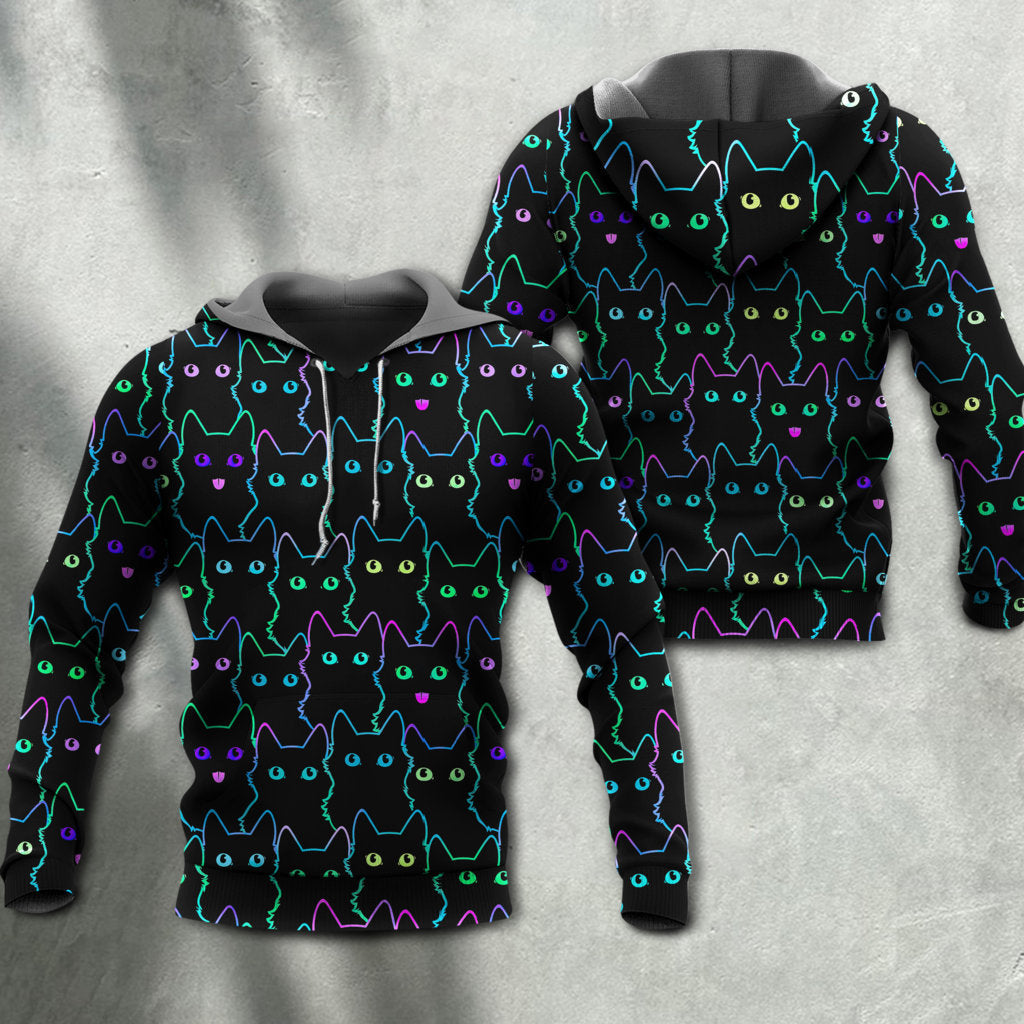 Cute Kitten Neon Glow Style - 3D Hoodie