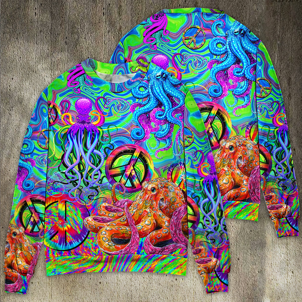 Hippie Funny Octopus Colorful Tie Dye – Sweater - Ugly Christmas Sweater