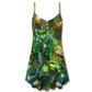 Mysterious Cat Starry Night – Women's Summer Sleeveless V-Neck Camisole Dress