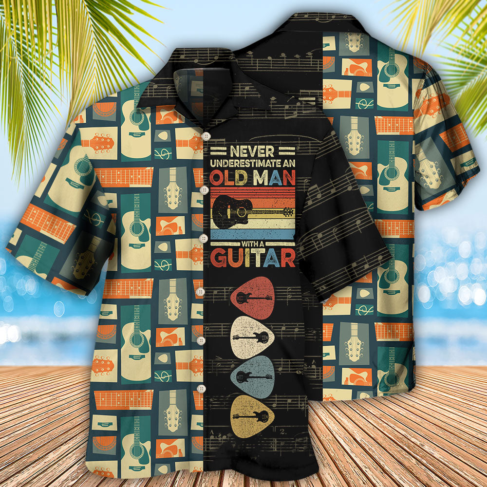 Never Underestimate Old Man With Guitar - Hawaiian Shirt