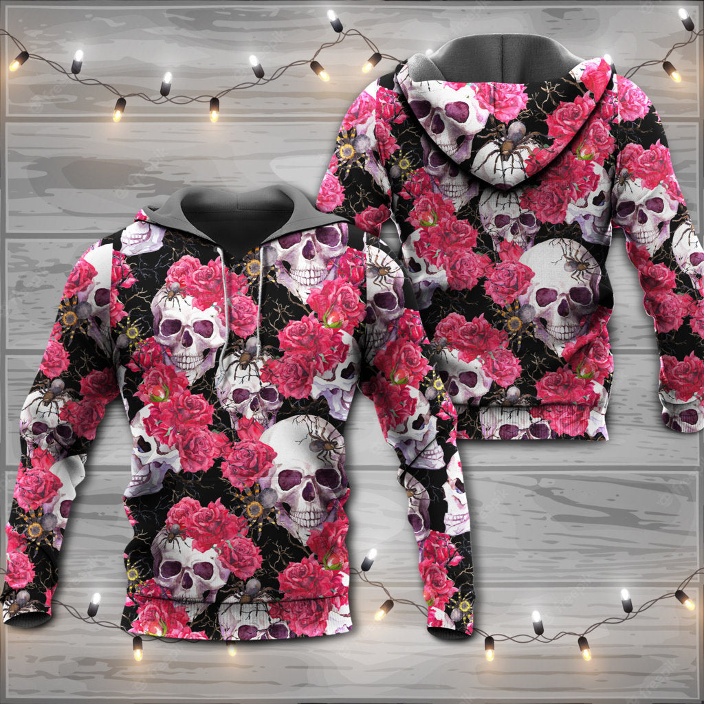 Skull And Roses Artistic Gothic Style - Hoodie