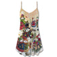 Snowman Couple Winter Love – Women's Summer Sleeveless V-Neck Camisole Dress