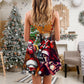 Skull Santa Merry Christmas – Women's Summer Sleeveless V-Neck Camisole Dress