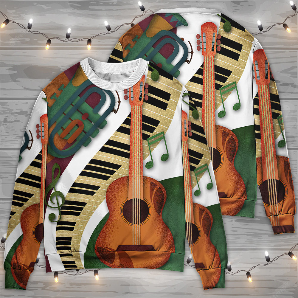 Vintage Classic Guitar Musician Style – Sweater - Ugly Christmas Sweater