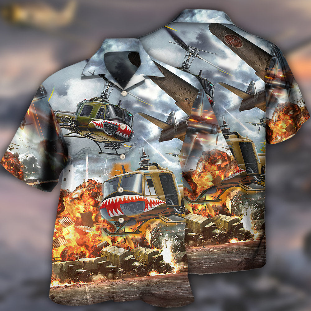 Military Fighter Jets Flying Sky - Hawaiian Shirt
