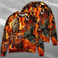 Motorcycle Skull Fire Art Style – Sweater - Ugly Christmas Sweater