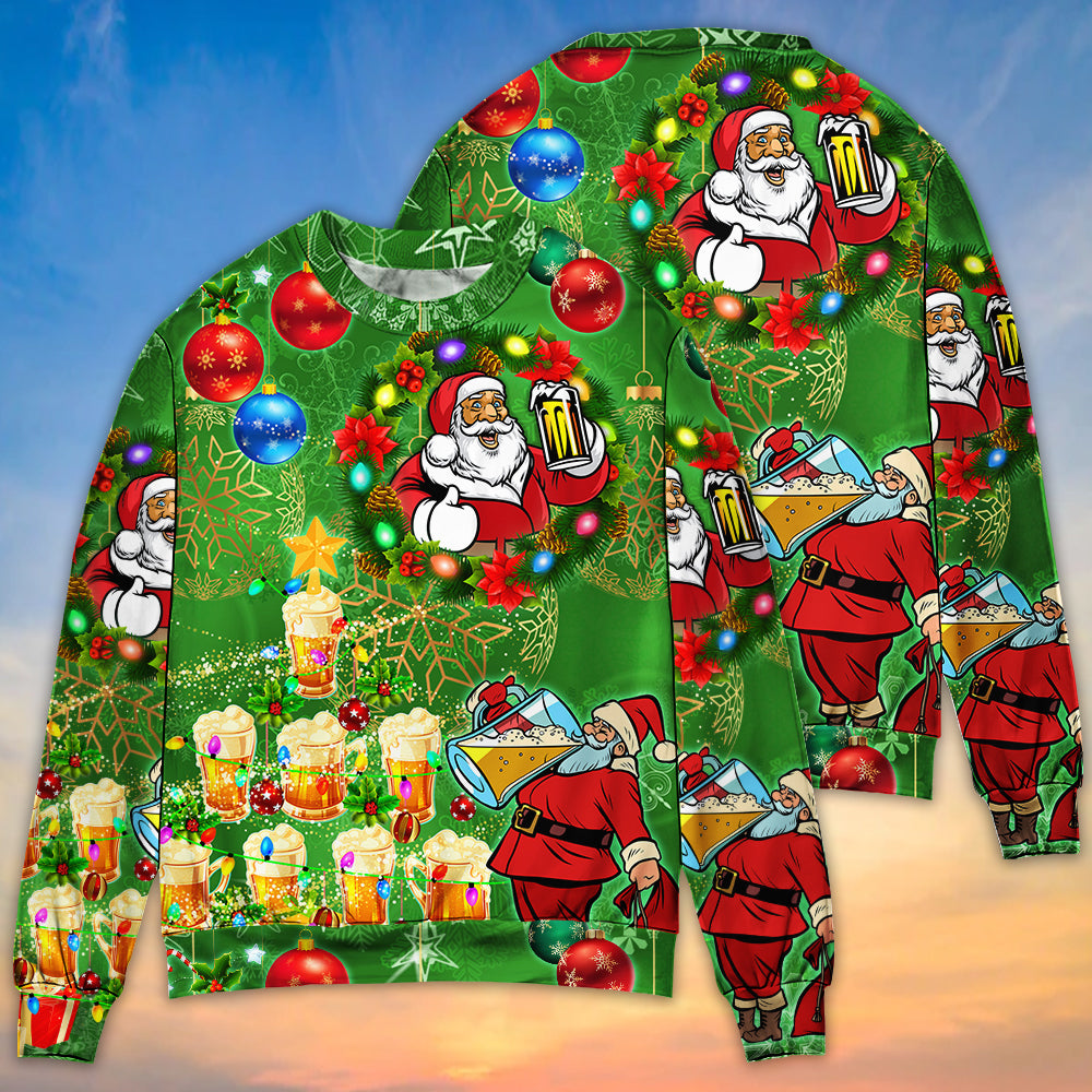Christmas Funny Santa Holiday Tree Glow – Sweater - Ugly Christmas Sweater