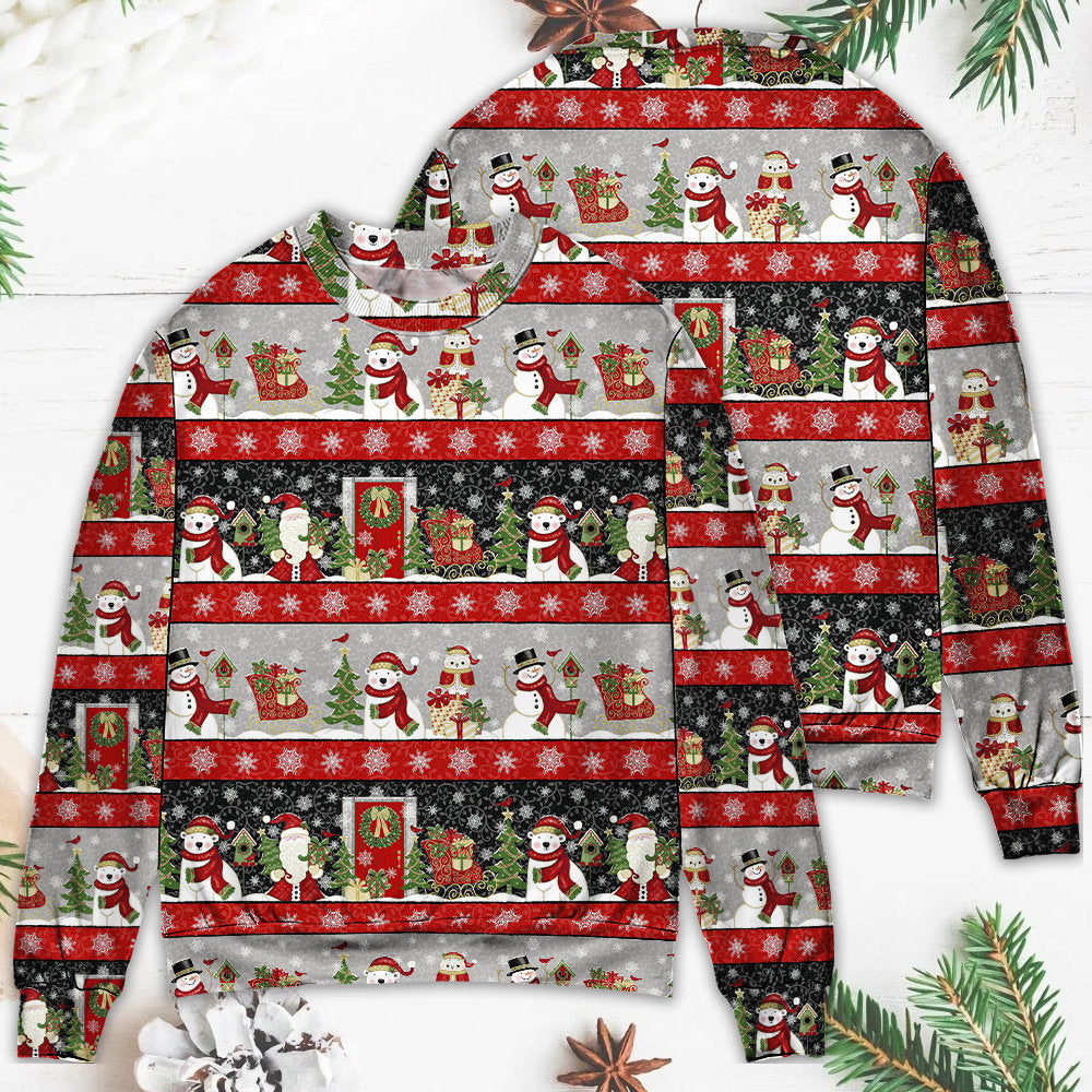 Christmas Santa And Snowman Happy Xmas – Sweater - Ugly Christmas Sweater