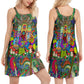 Hippie Electric Guitar Music – Women's Summer Sleeveless V-Neck Camisole Dress