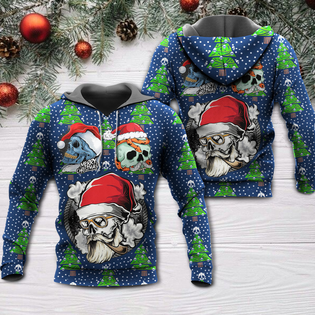 Christmas Skull Santa Hat Snow Style - 3D Hoodie