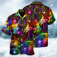 Dancing Santa Tree And Snowman Neon Art - Hawaiian Shirt