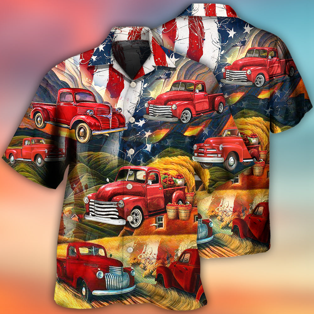 Independence Day Vintage Red Car Art – Hawaiian Shirt
