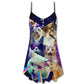 Flying Cat Rebellion – Women's Summer Sleeveless V-Neck Camisole Dress