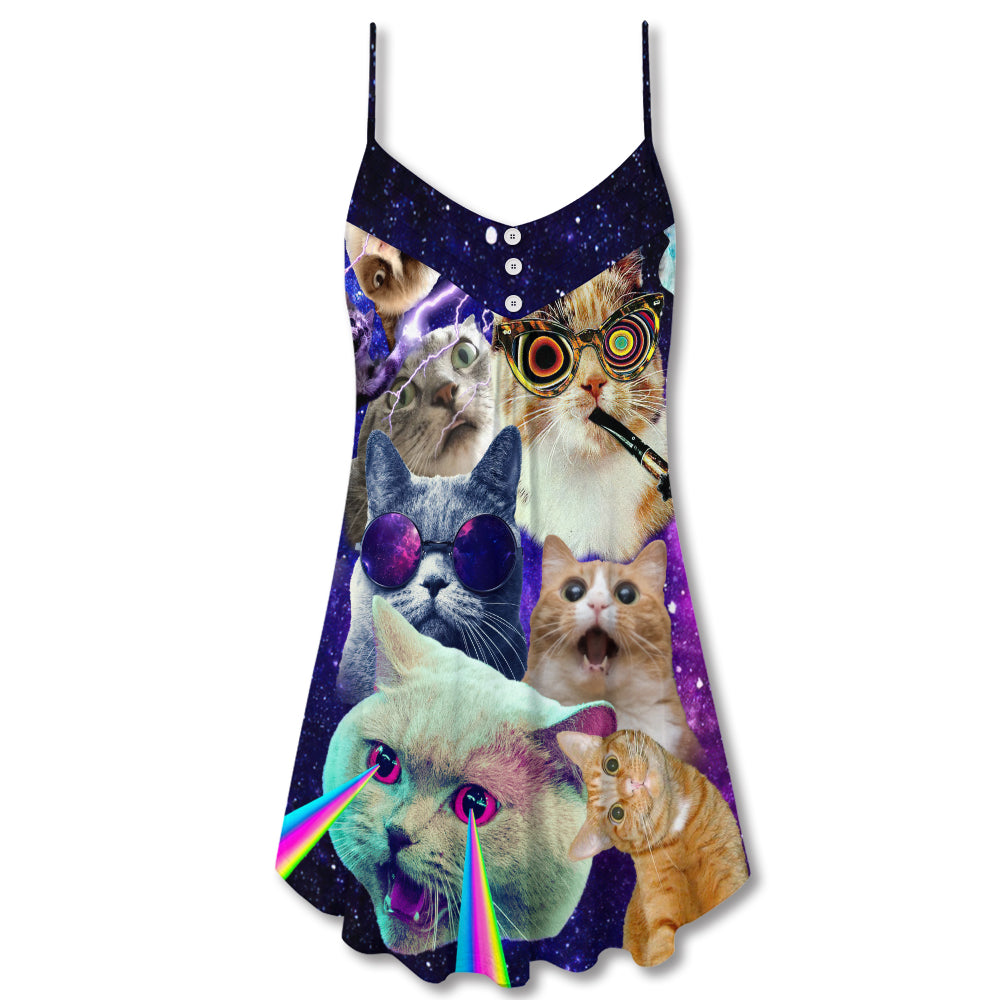 Flying Cat Rebellion – Women's Summer Sleeveless V-Neck Camisole Dress