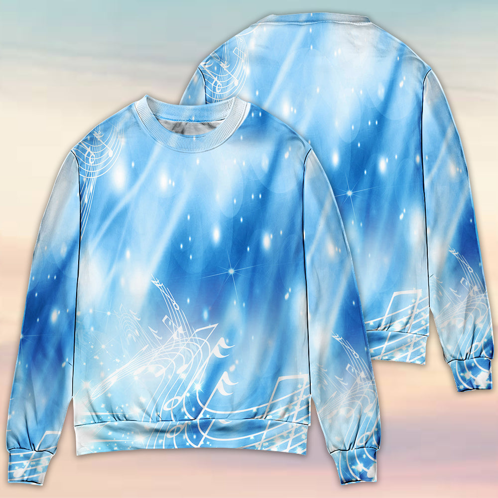 Musical Notes Dark Blue Art Style – Sweater - Ugly Christmas Sweater