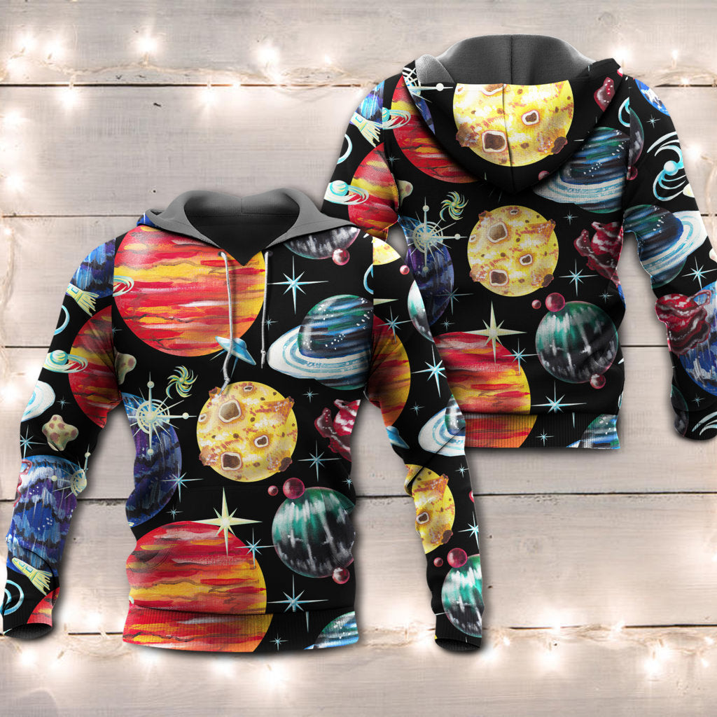 Planet Black Cosmic Art Style - Hoodie