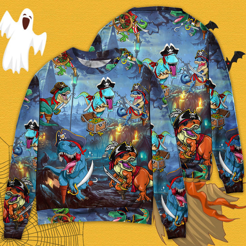 Halloween Pirate Dinosaur Fantasy Art – Sweater - Ugly Christmas Sweater