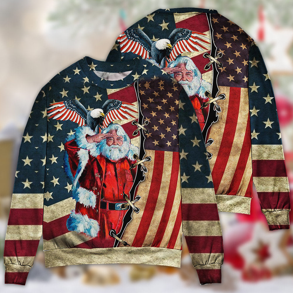 Christmas Patriotic Santa Claus – Sweater - Ugly Christmas Sweater