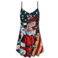Christmas Patriotic Santa Style – Women's Summer Sleeveless V-Neck Camisole Dress