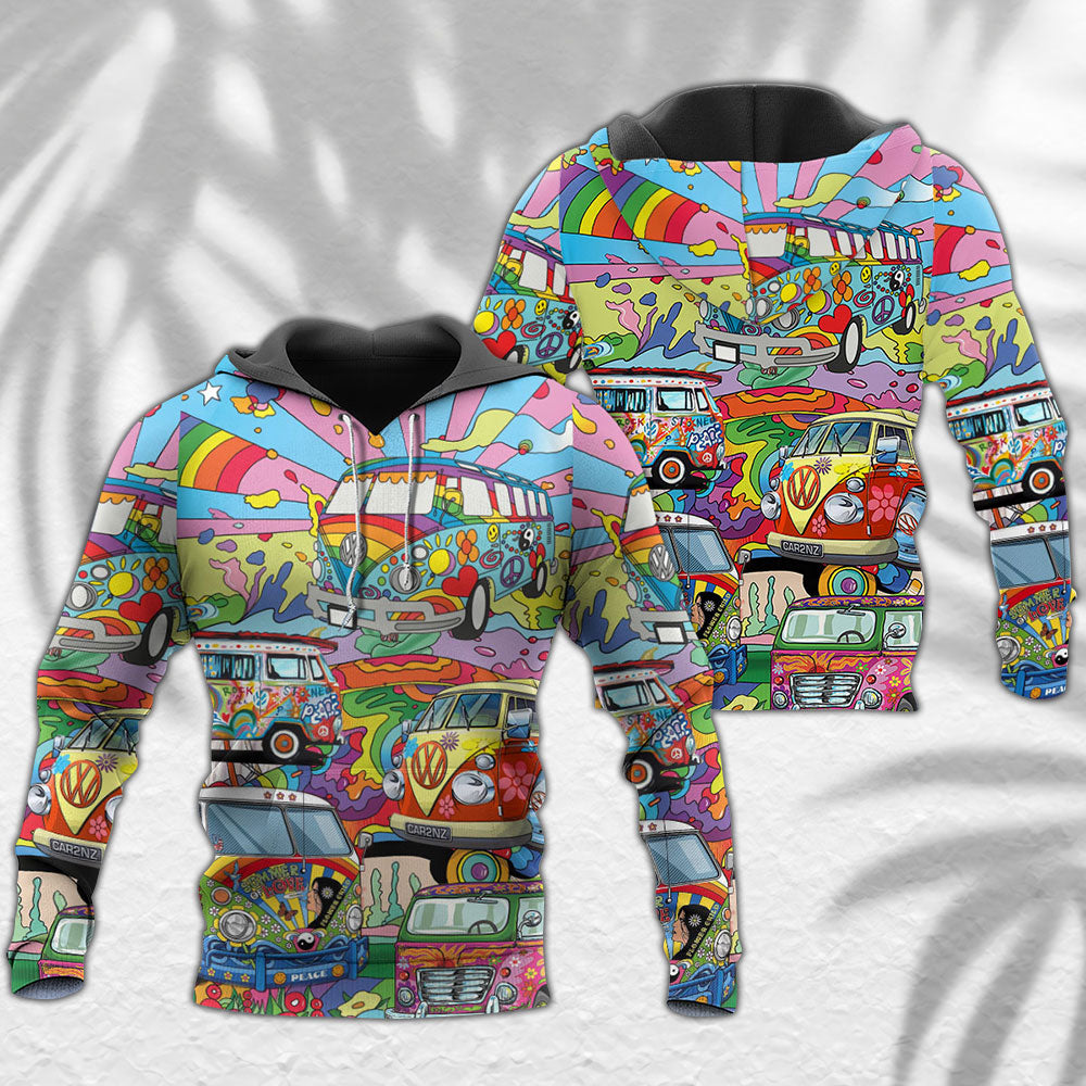 Hippie Van Colorful Peace - 3D Hoodie