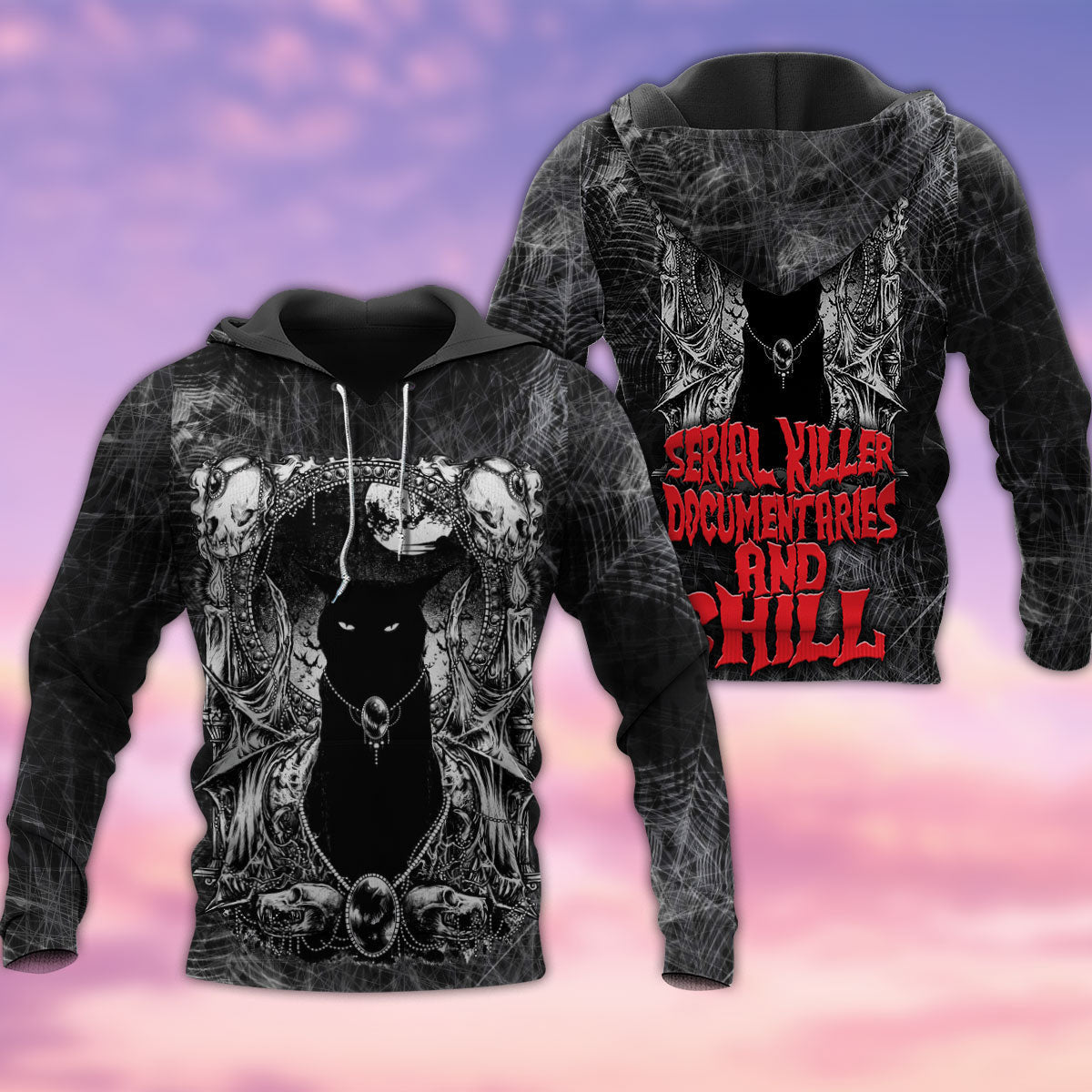 Black Cat Spooky Movie Night - 3D Hoodie
