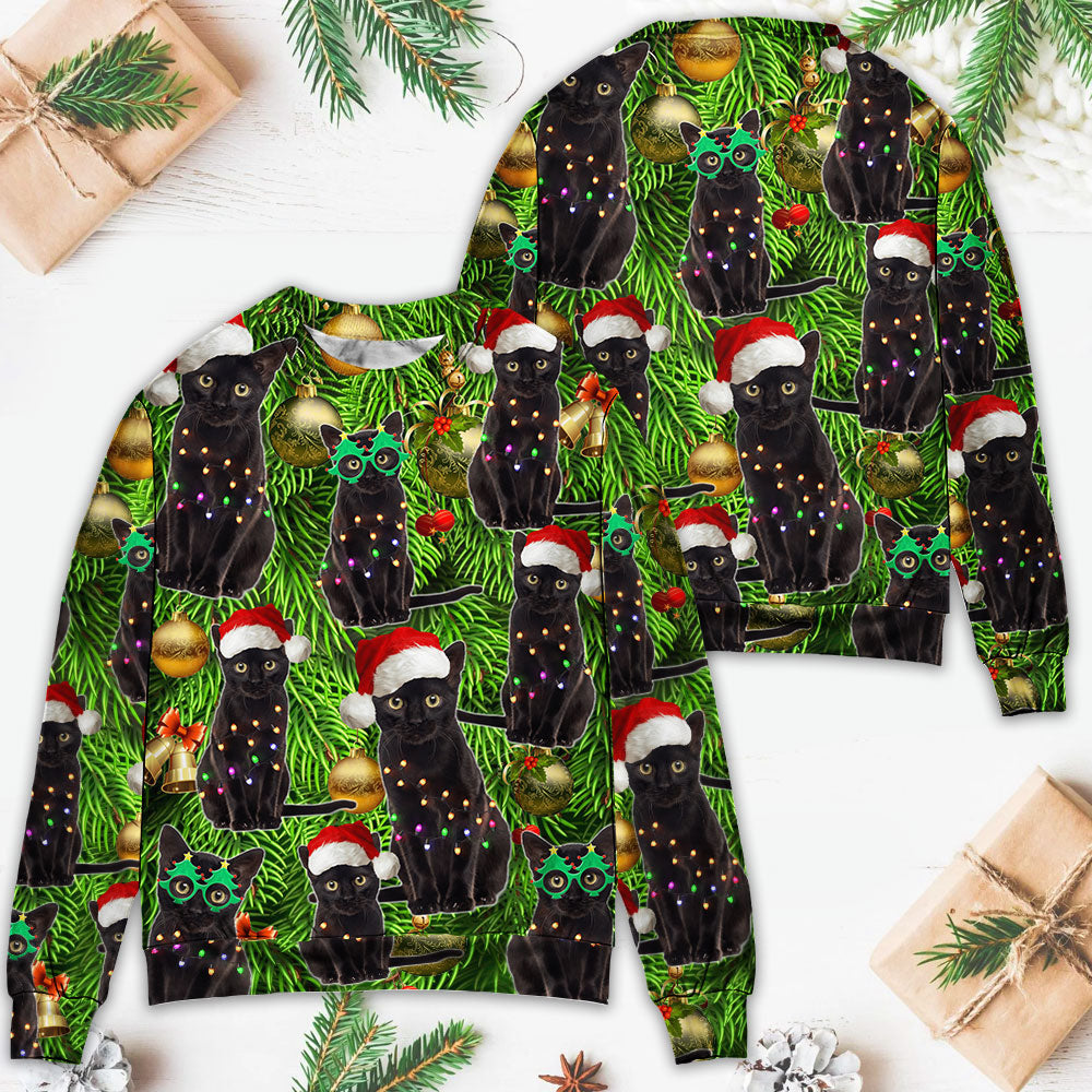 Black Cat Christmas Merry Xmas – Sweater - Ugly Christmas Sweater