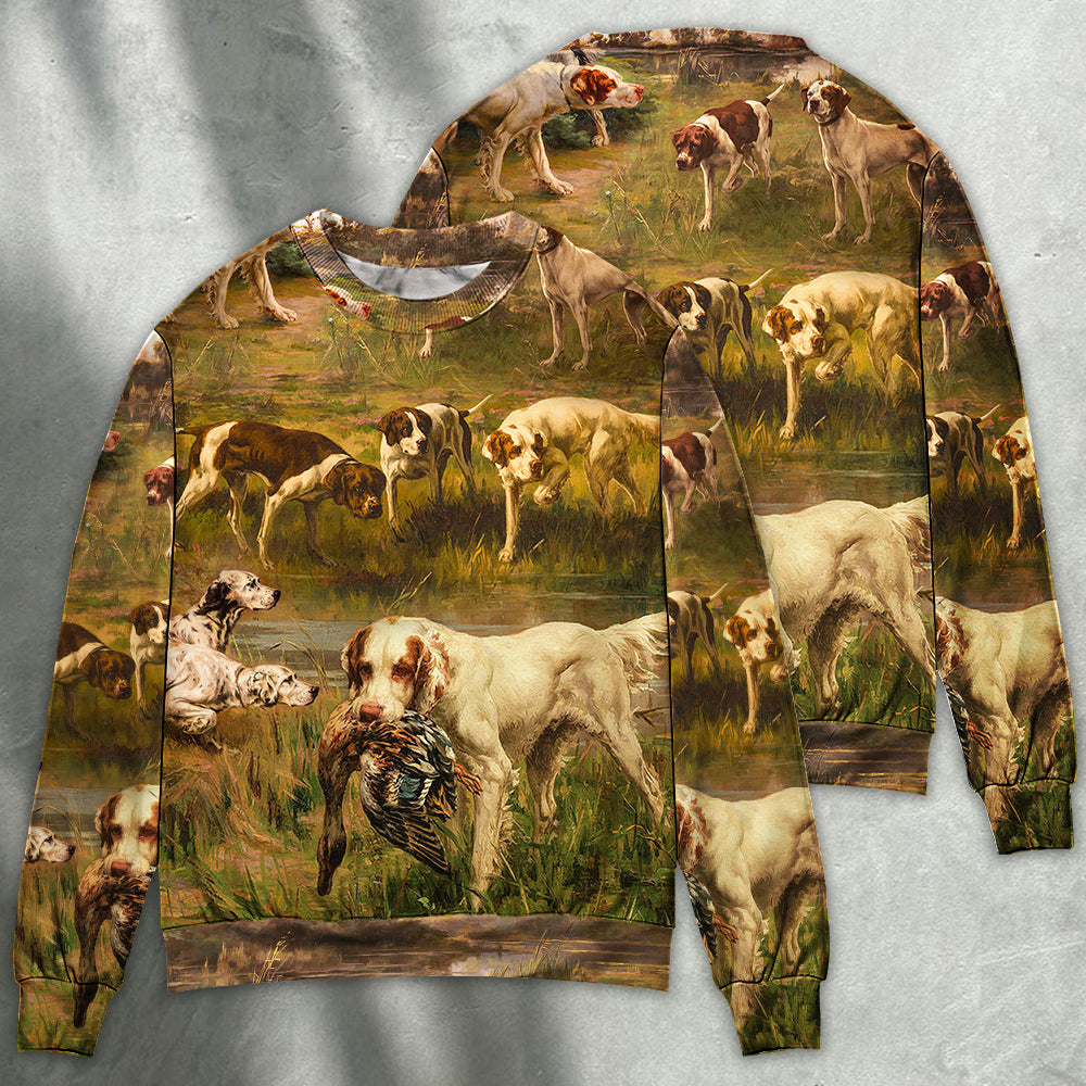 Hunting Dog And Duck Art Style – Sweater - Ugly Christmas Sweater