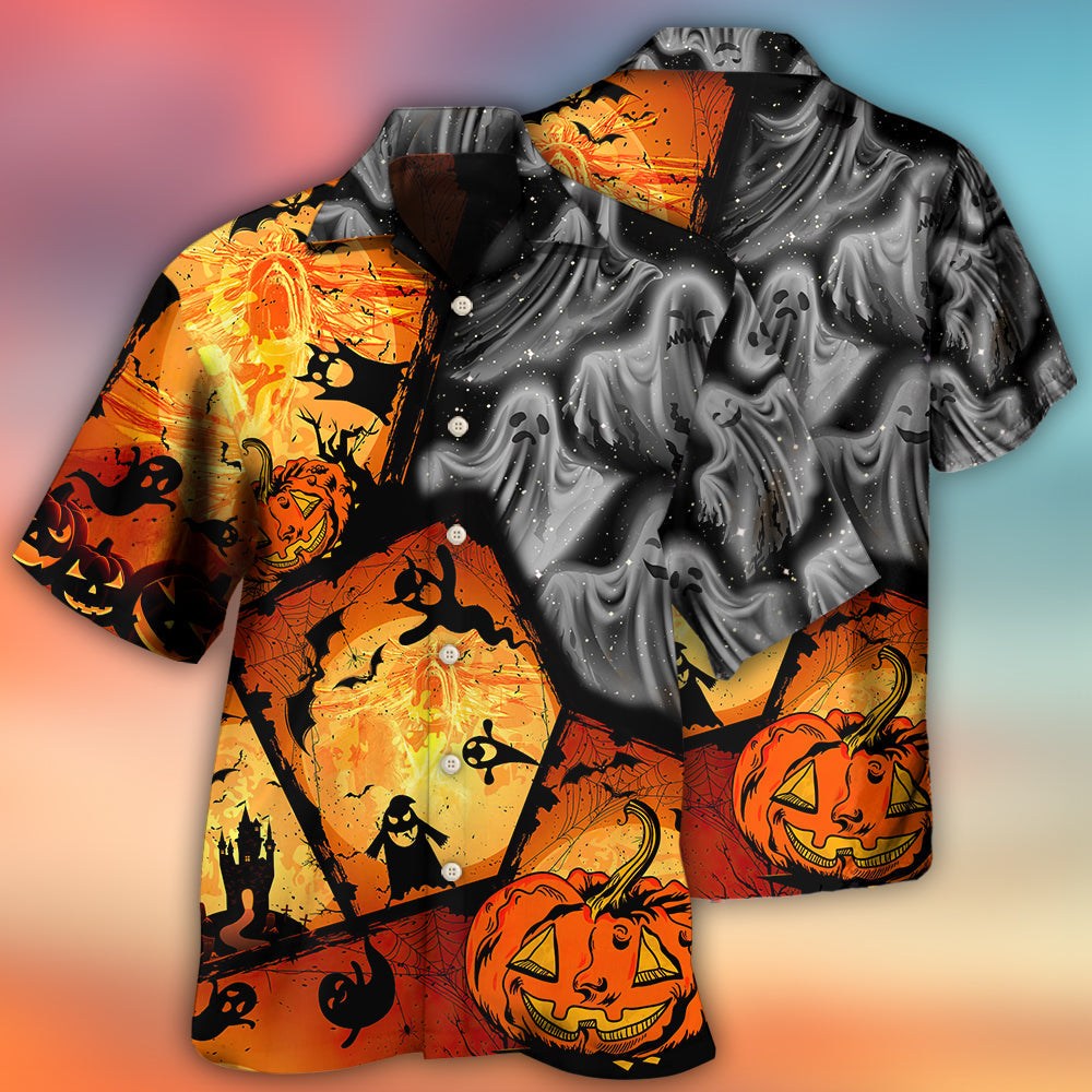 Halloween Ghost And Pumpkin Spooky Art – Hawaiian Shirt