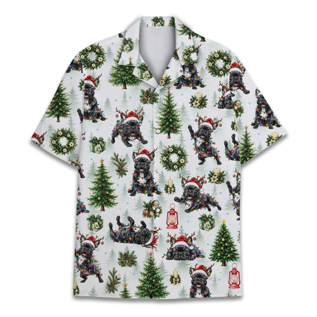Funny Christmas Black Pug Santa Festive Holiday – Hawaiian Shirt