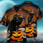 Halloween Black Cat And Pumpkin Scary - Hawaiian Shirt