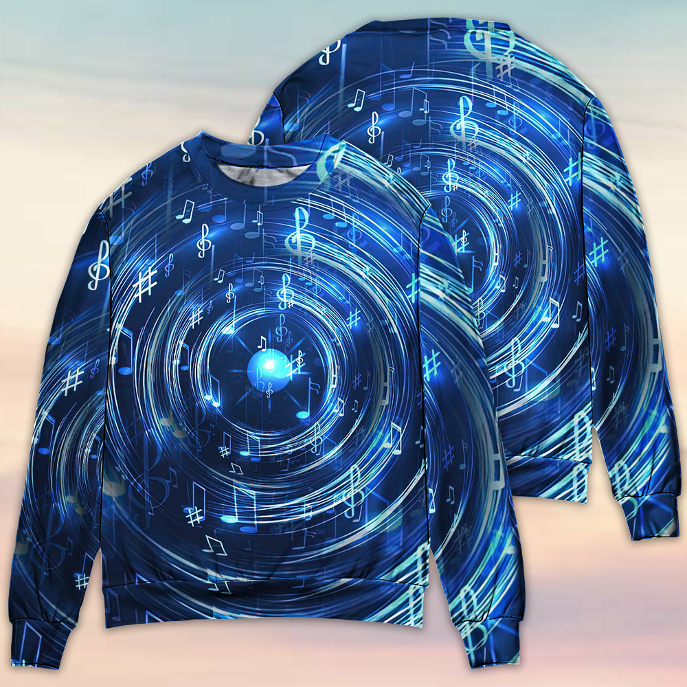 Music Neon Circle With Music Notes – Sweater - Ugly Christmas Sweater
