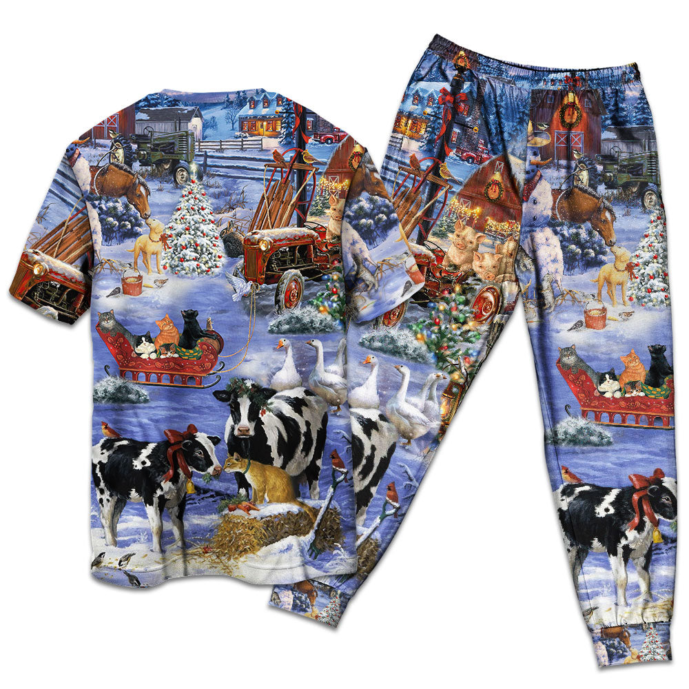 Christmas Love Farm Xmas - Pajamas Short Sleeve - Owls Matrix LTD