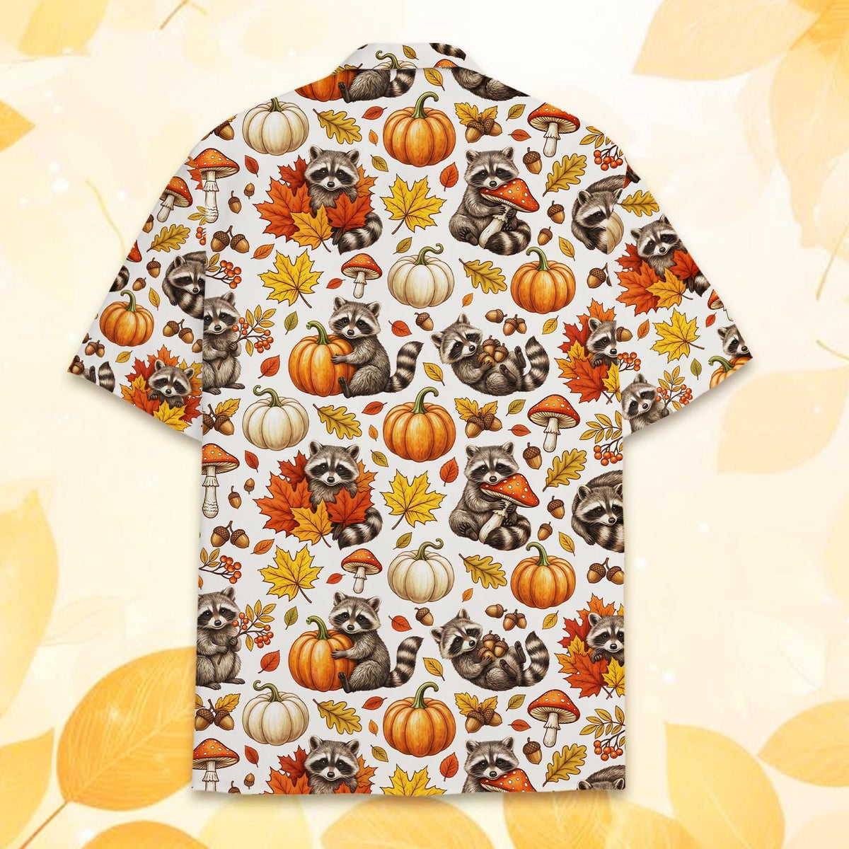 Autumn Raccoon Pumpkin Mushroom Harvest – Hawaiian Shirt