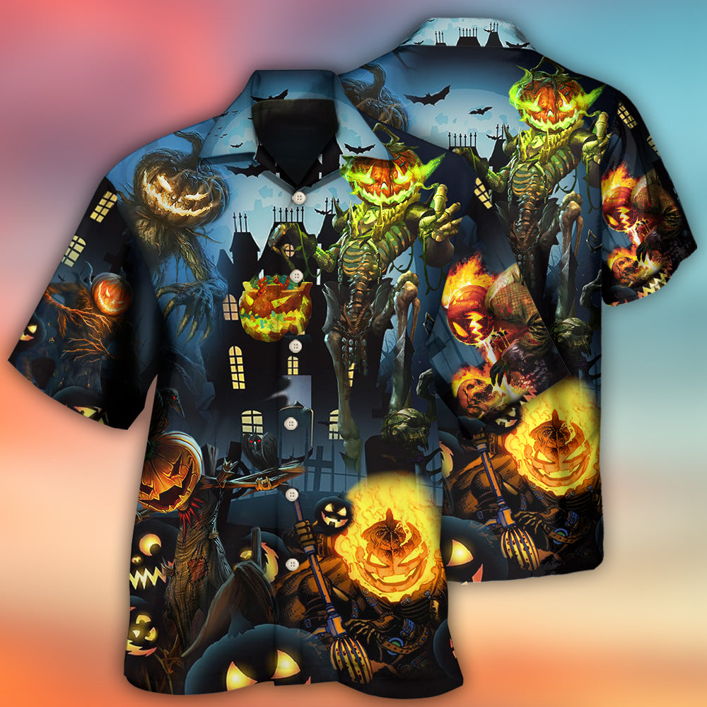 Halloween Pumpkin Starry Night Scene – Hawaiian Shirt