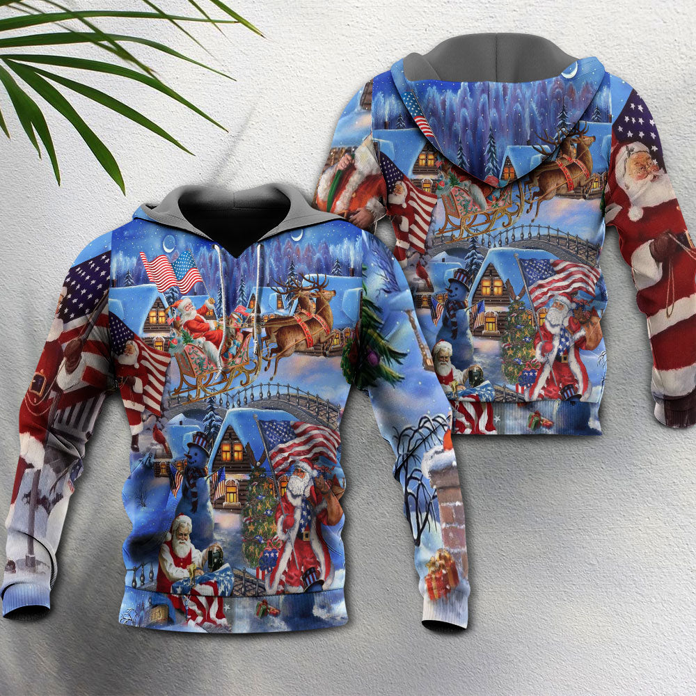 Christmas America Patriotic Holiday Art – 3D Hoodie