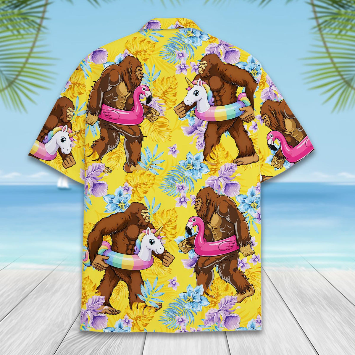 Funny Bigfoot Unicorn Flamingo Float Tropical Summer – Hawaiian Shirt