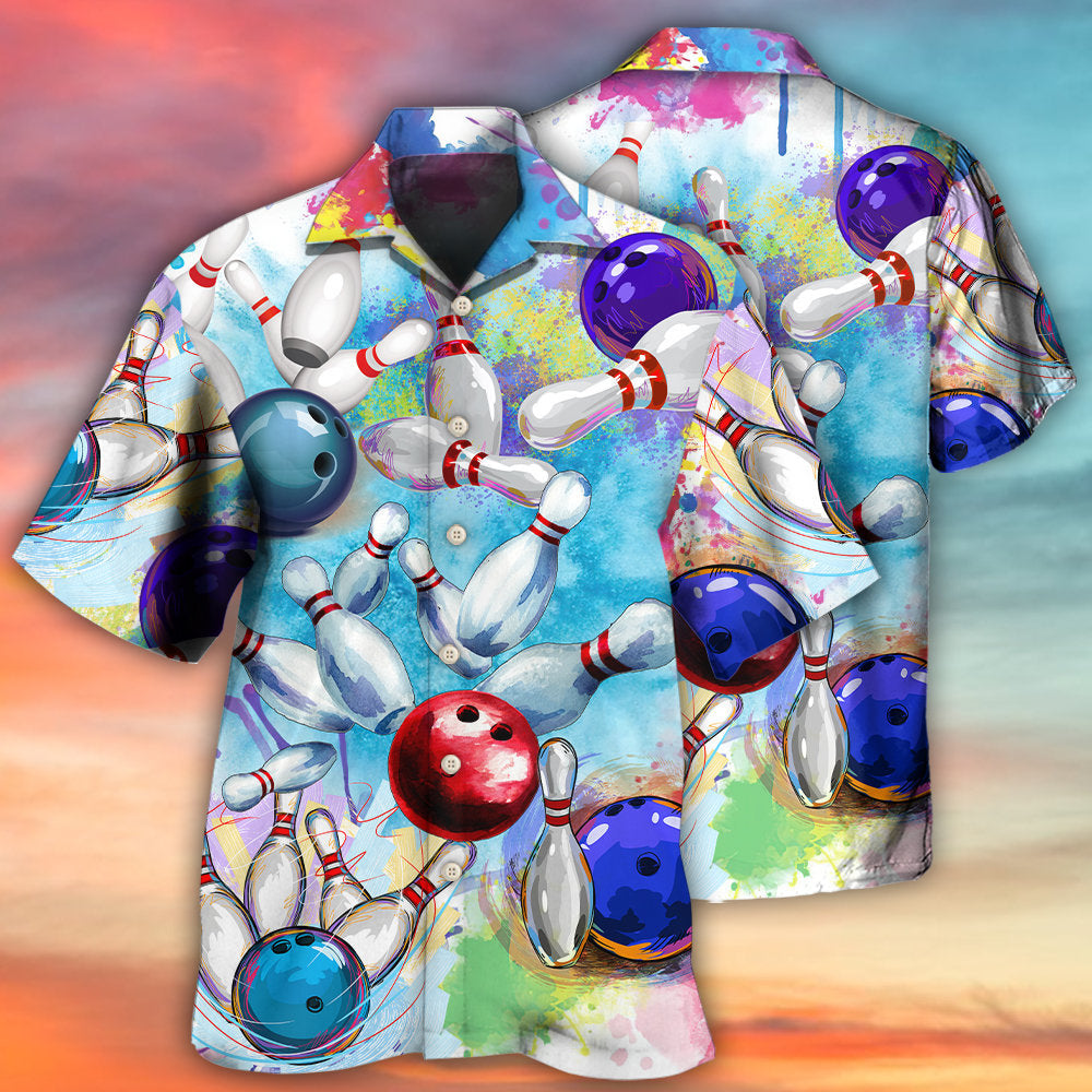 Colorful Bowling Ball And Pins - Hawaiian Shirt