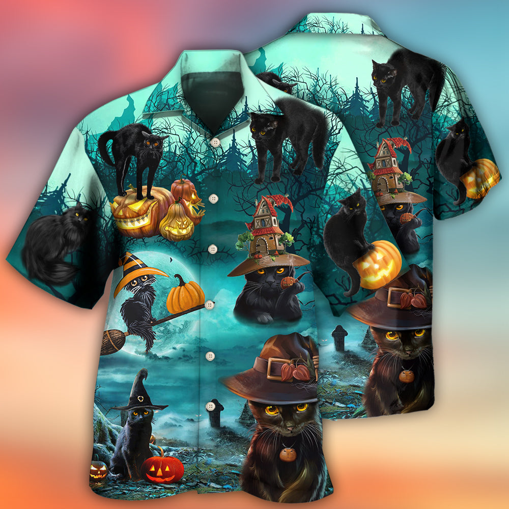 Halloween Black Cat Pumpkin Scare – Hawaiian Shirt