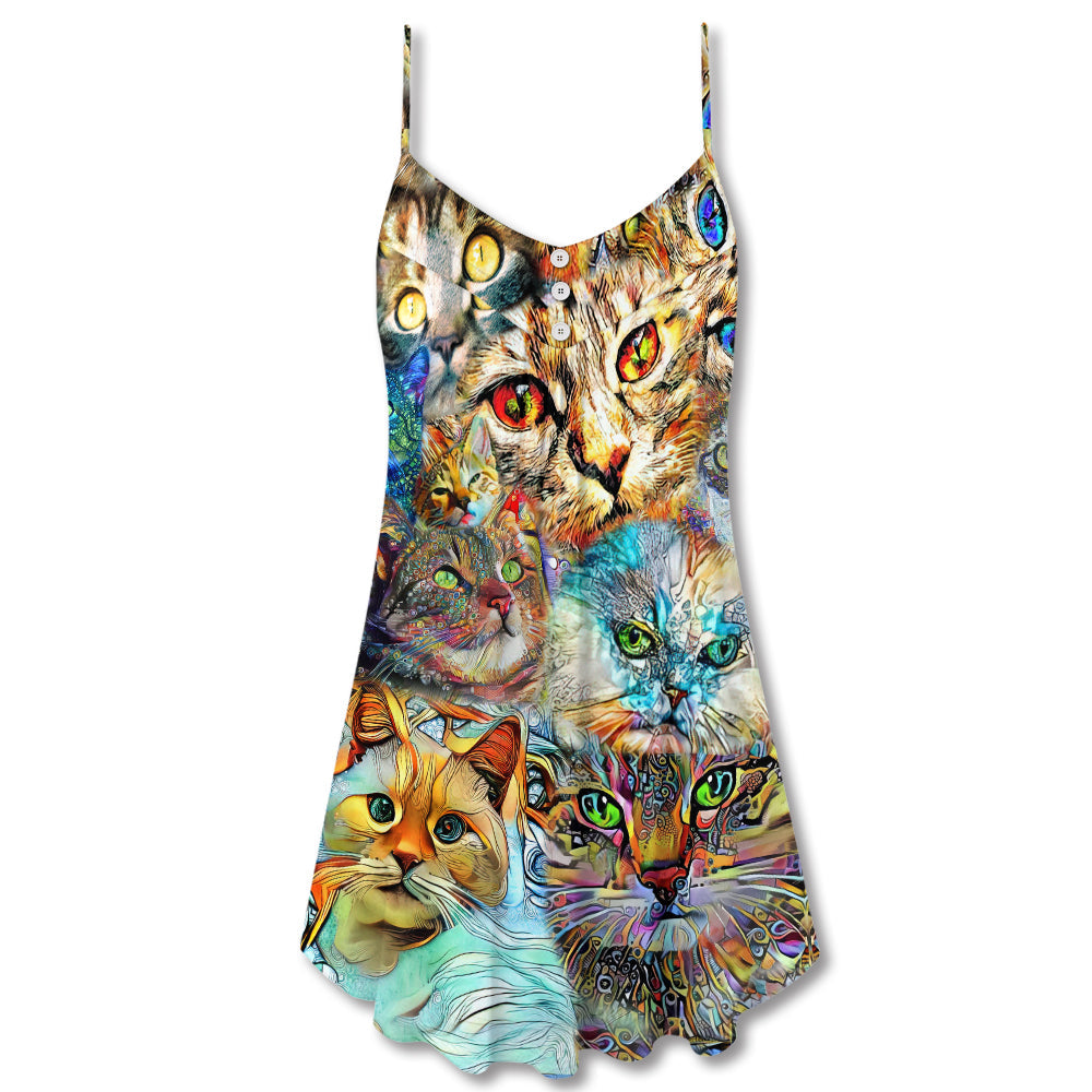 Real Love For Cats – Women's Summer Sleeveless V-Neck Camisole Dress