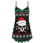 Christmas Skull Santa Hat Candy – Women's Summer Sleeveless V-Neck Camisole Dress