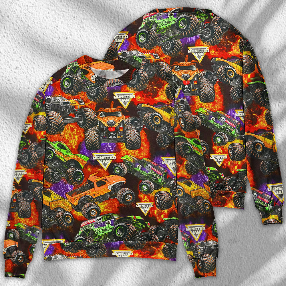Monster Truck Packed Power Style – Sweater - Ugly Christmas Sweater